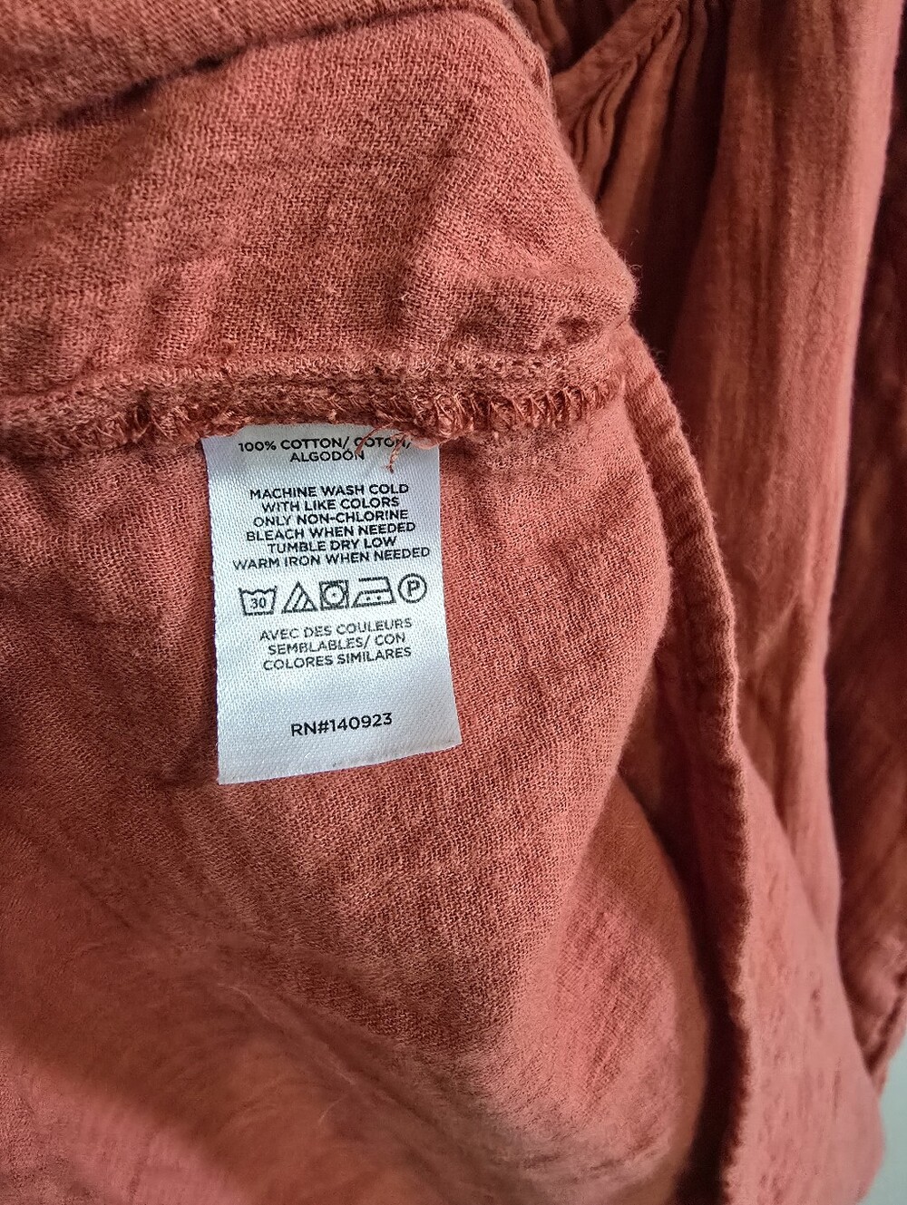 LOFT Outlet Cotton Gauze Puff Sleeve Top Terracotta L - Picture 4 of 6